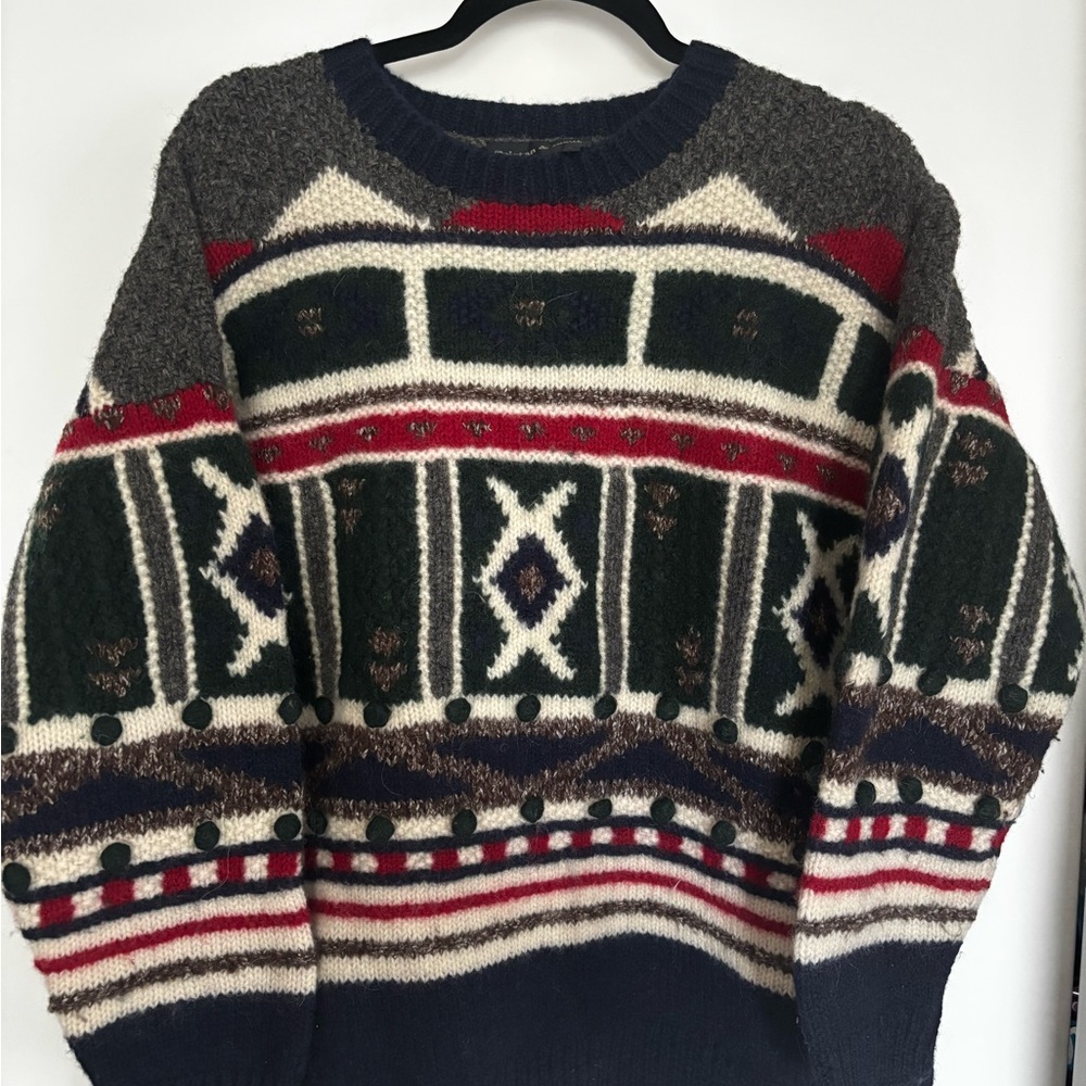SOLD!! Cozy Multicolor Patterned Crew Neck Sweater